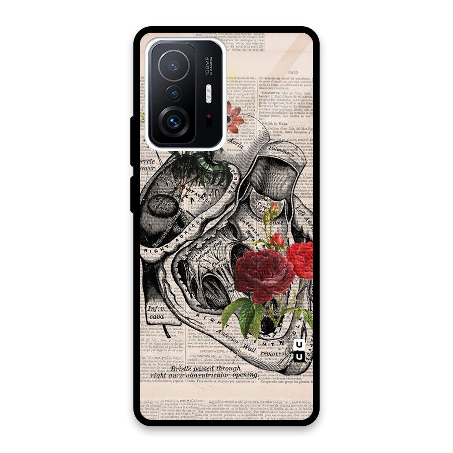 Heart Newspaper Glass Back Case for Xiaomi 11T Pro