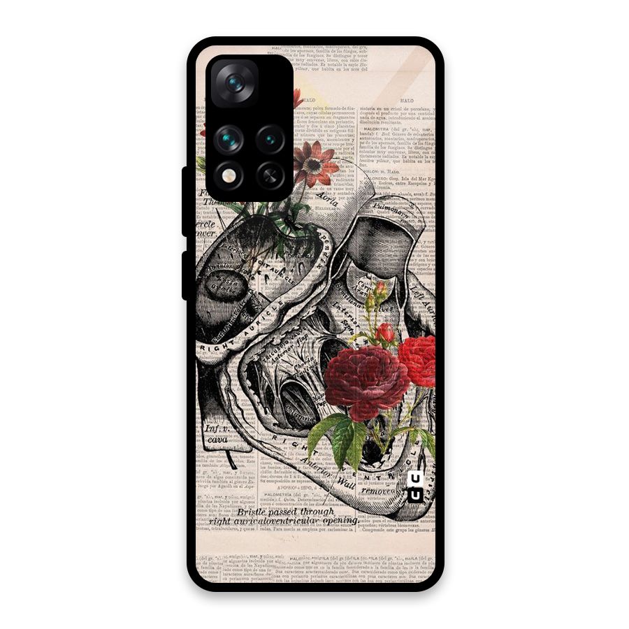 Heart Newspaper Glass Back Case for Xiaomi 11i HyperCharge 5G