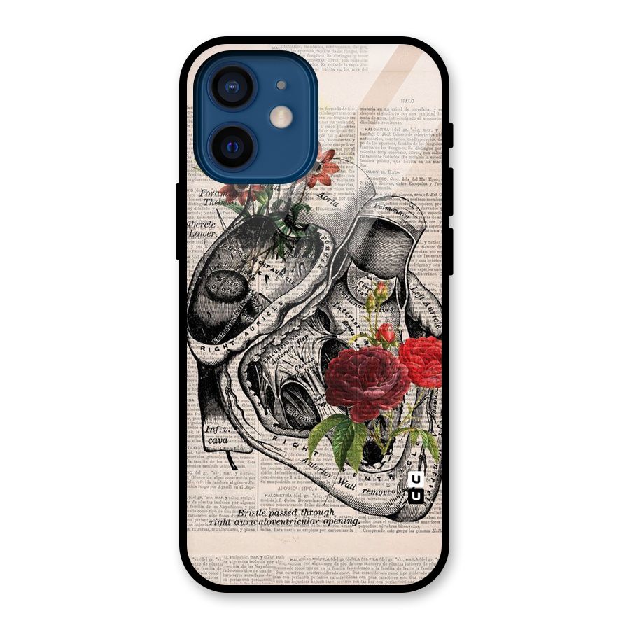 Heart Newspaper Glass Back Case for iPhone 12 Mini