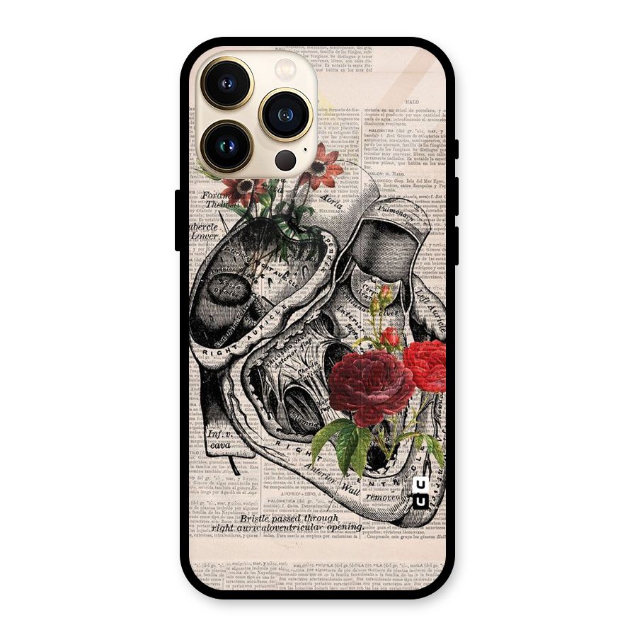 Heart Newspaper Glass Back Case for iPhone 13 Pro Max