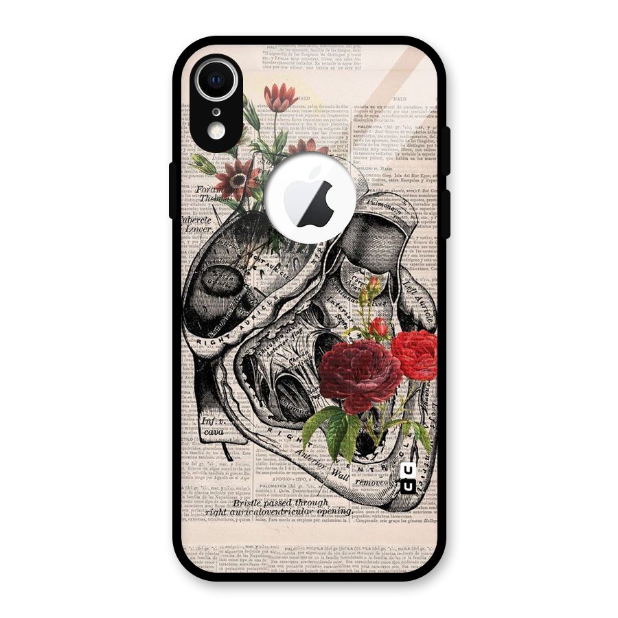 Heart Newspaper Glass Back Case for iPhone XR Logo Cut