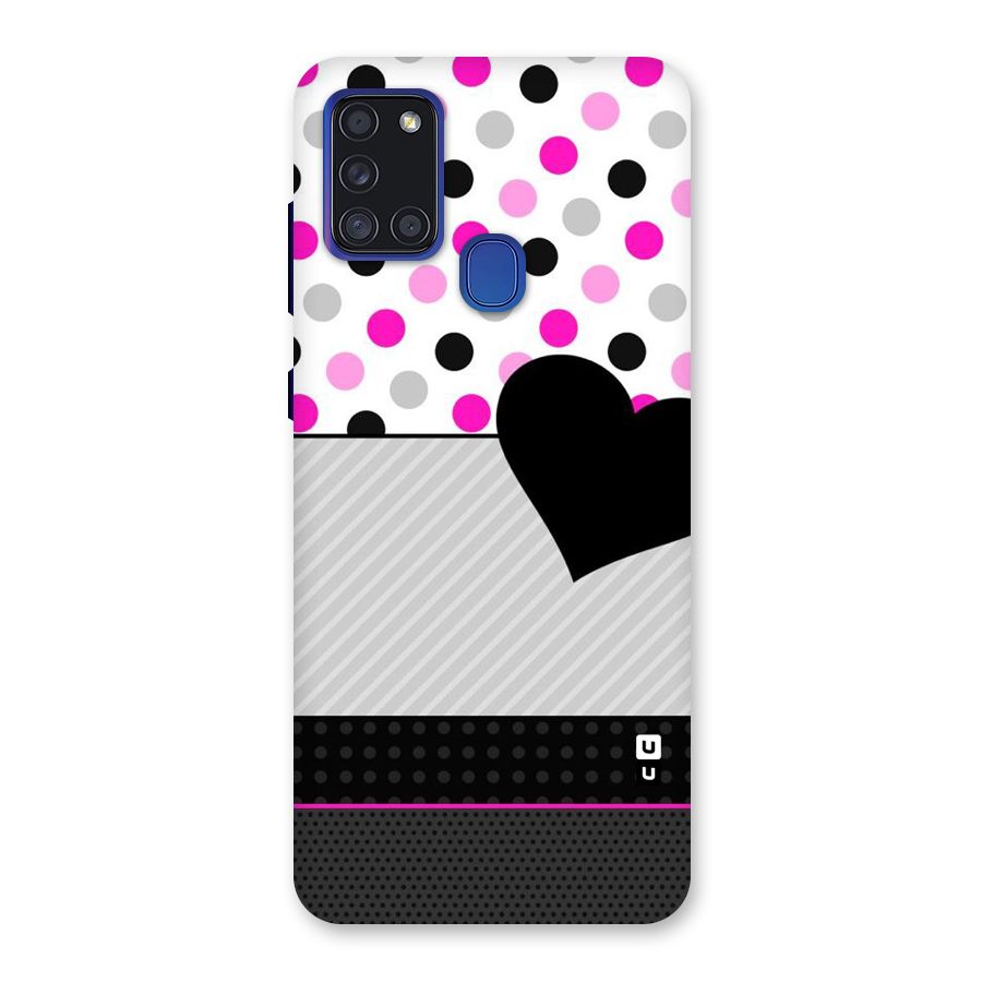 Heart Polka Stripes Back Case for Galaxy A21s