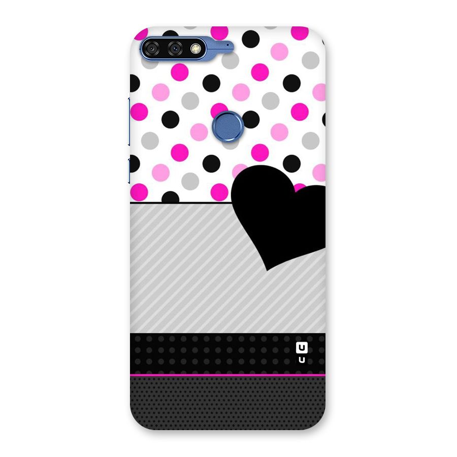 Heart Polka Stripes Back Case for Honor 7C