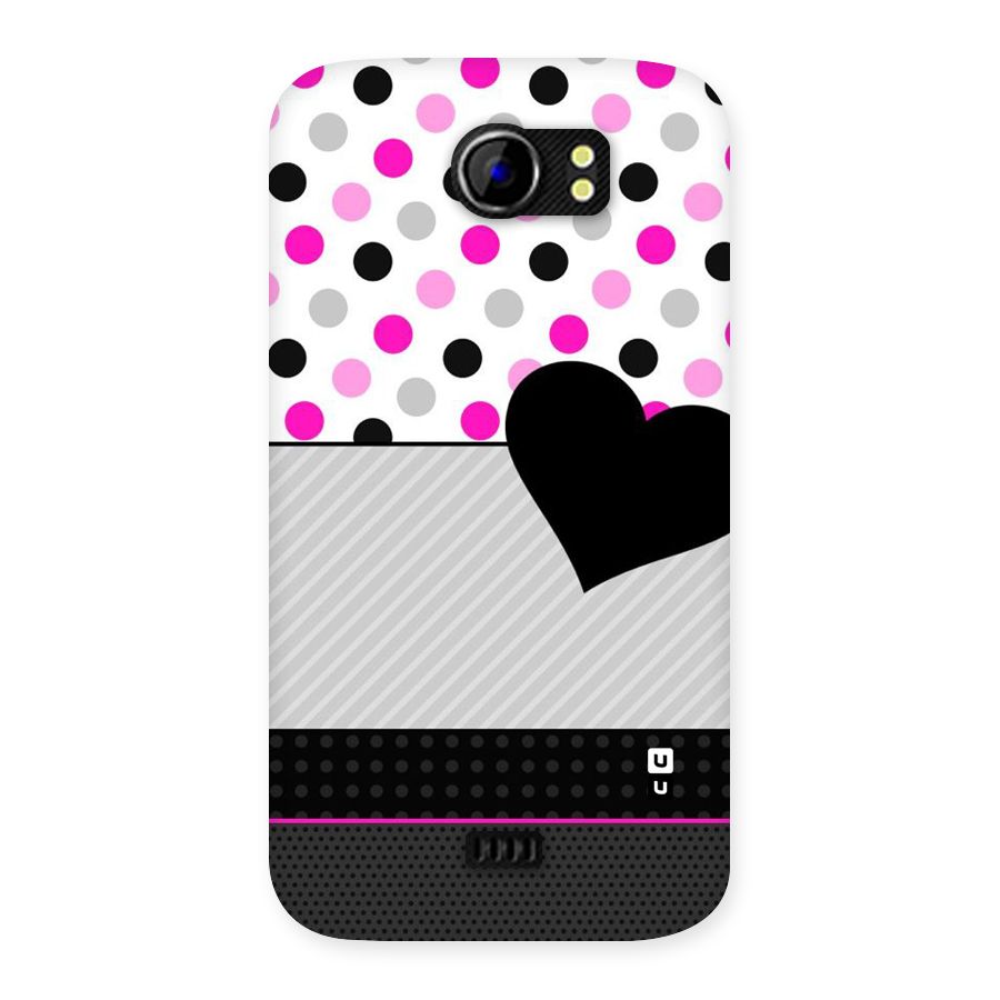 Heart Polka Stripes Back Case for Micromax Canvas 2 A110