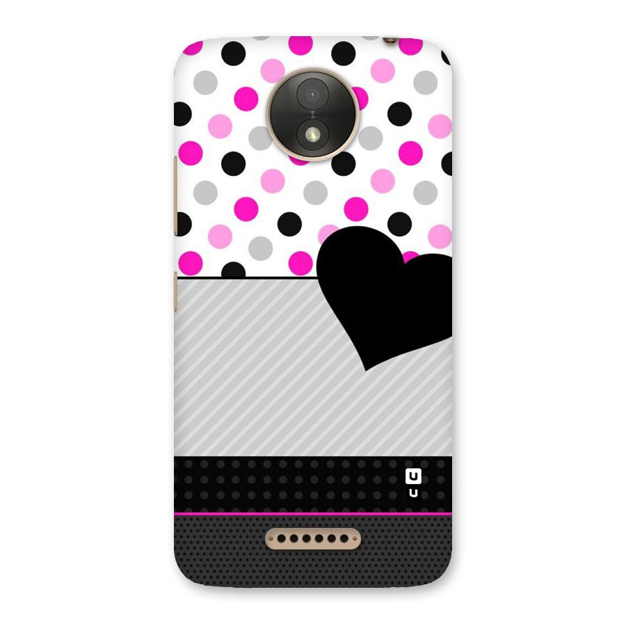 Heart Polka Stripes Back Case for Moto C Plus