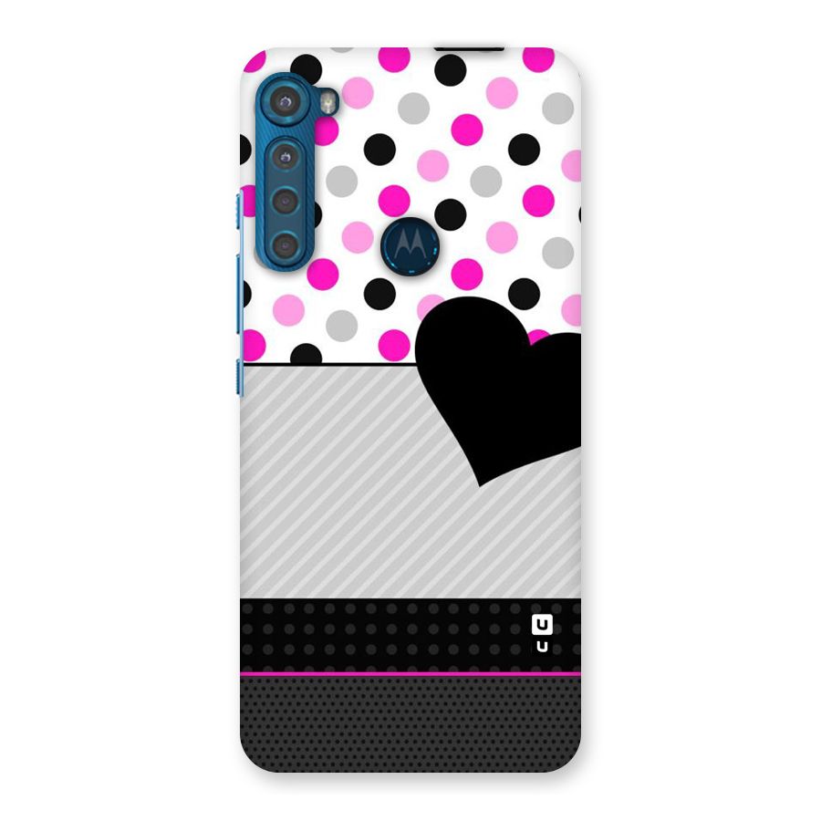 Heart Polka Stripes Back Case for Motorola One Fusion Plus
