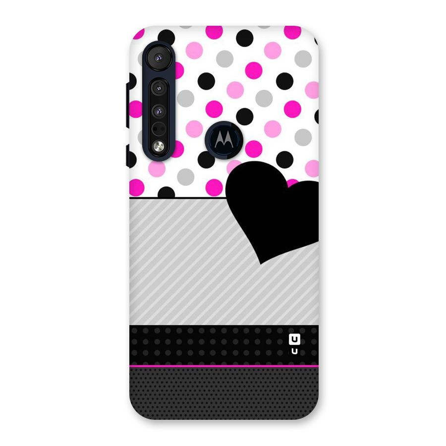 Heart Polka Stripes Back Case for Motorola One Macro