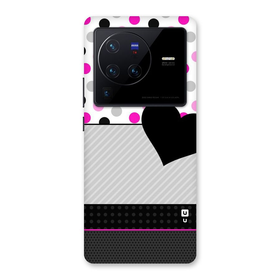 Heart Polka Stripes Back Case for Vivo X80 Pro
