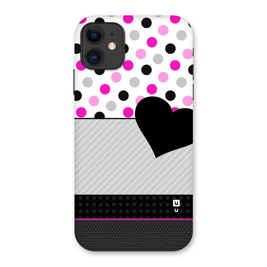 Heart Polka Stripes Back Case for iPhone 11