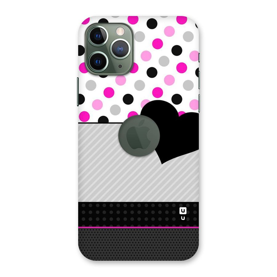 Heart Polka Stripes Back Case for iPhone 11 Pro Logo  Cut