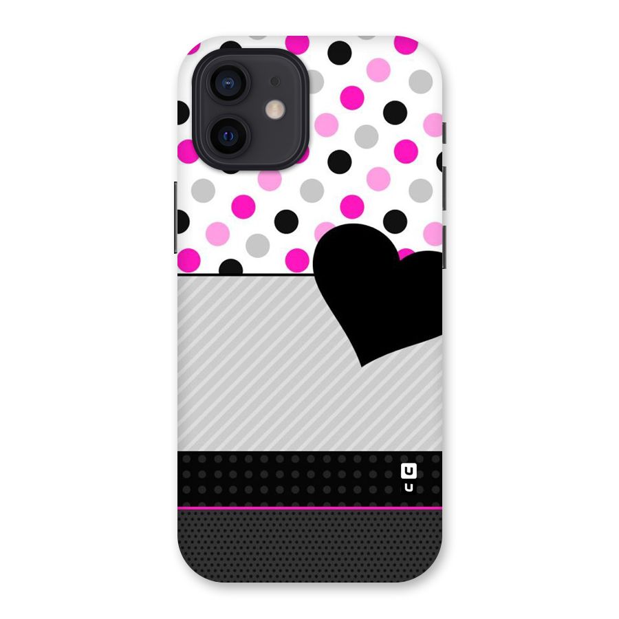 Heart Polka Stripes Back Case for iPhone 12