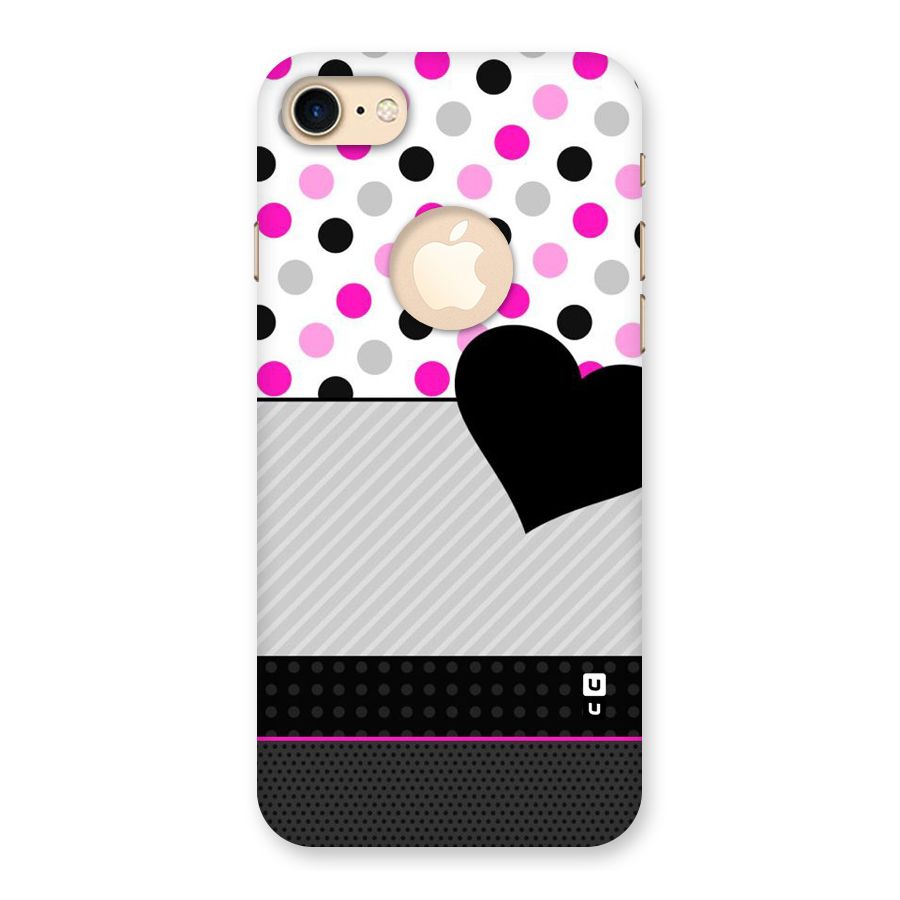 Heart Polka Stripes Back Case for iPhone 7 Logo Cut