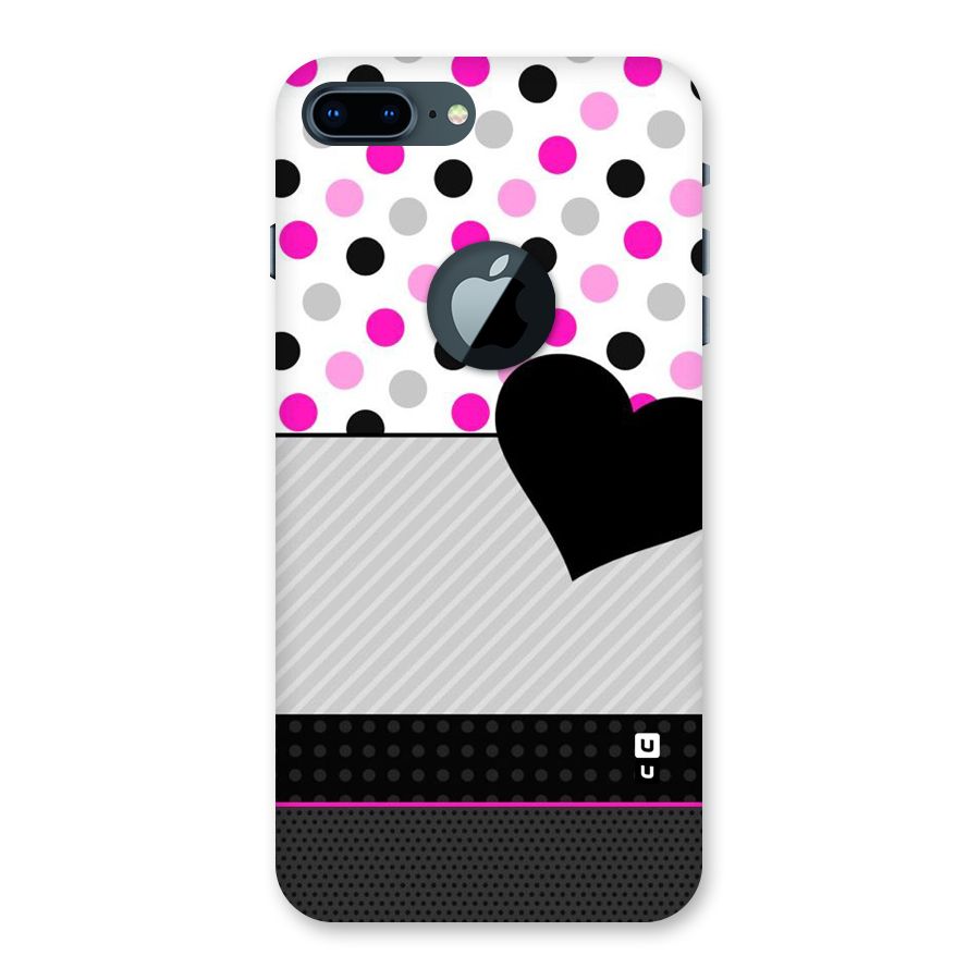 Heart Polka Stripes Back Case for iPhone 7 Plus Logo Cut