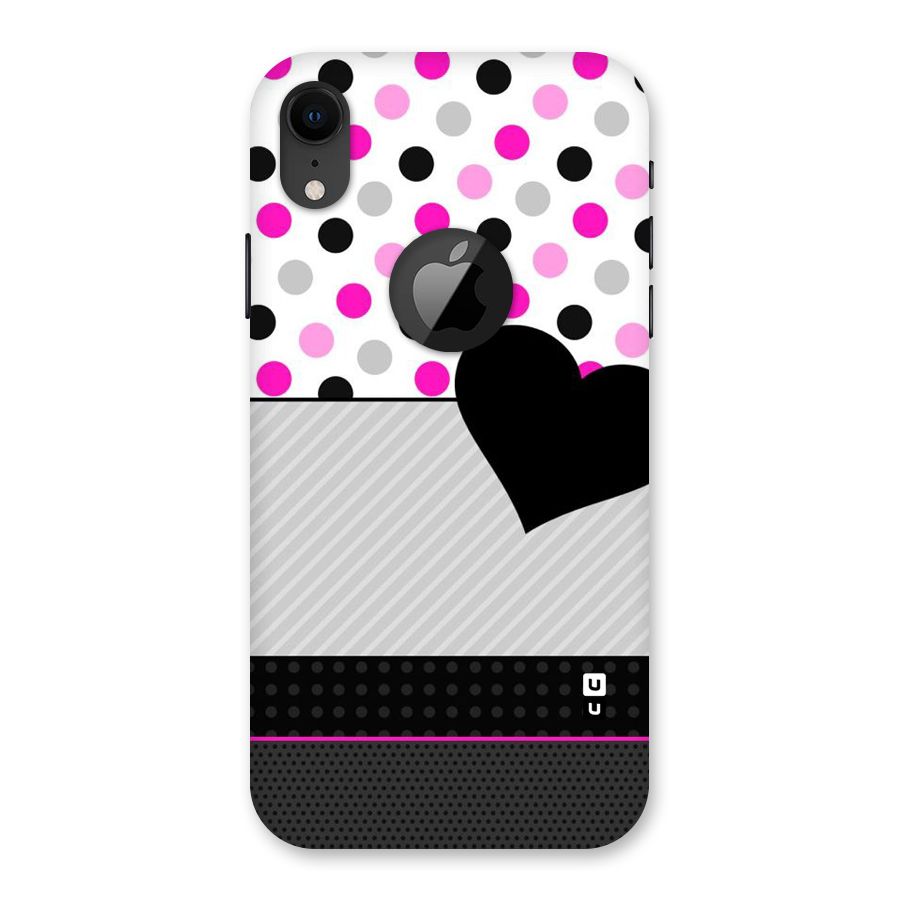 Heart Polka Stripes Back Case for iPhone XR Logo Cut