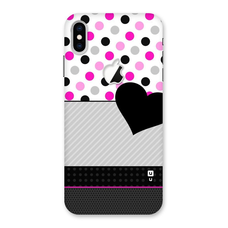 Heart Polka Stripes Back Case for iPhone XS Max Apple Cut