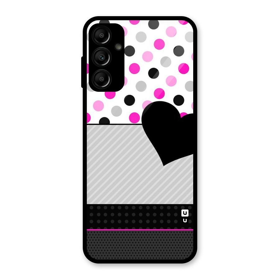 Heart Polka Stripes Glass Back Case for Galaxy A14 5G