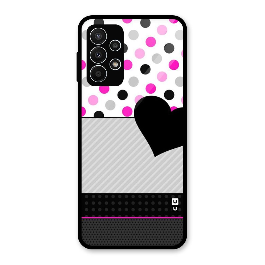 Heart Polka Stripes Glass Back Case for Galaxy A23