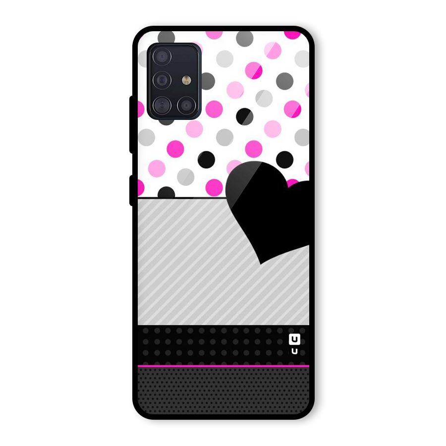Heart Polka Stripes Glass Back Case for Galaxy A51