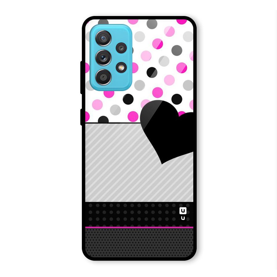 Heart Polka Stripes Glass Back Case for Galaxy A52