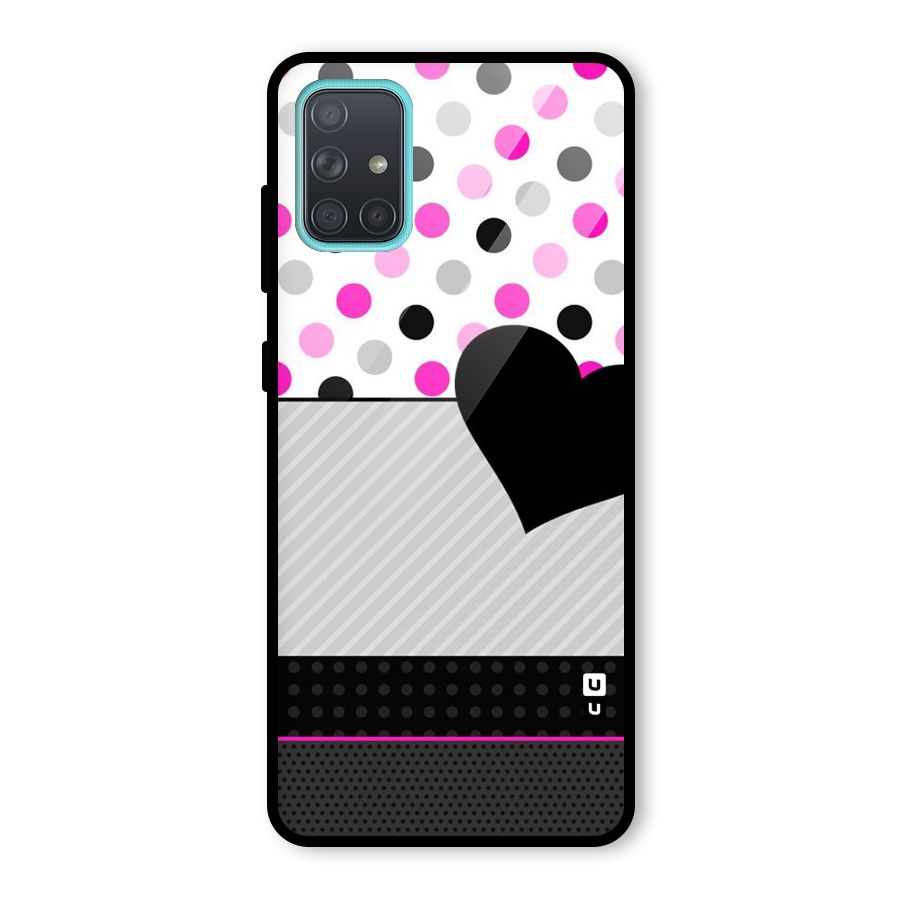 Heart Polka Stripes Glass Back Case for Galaxy A71