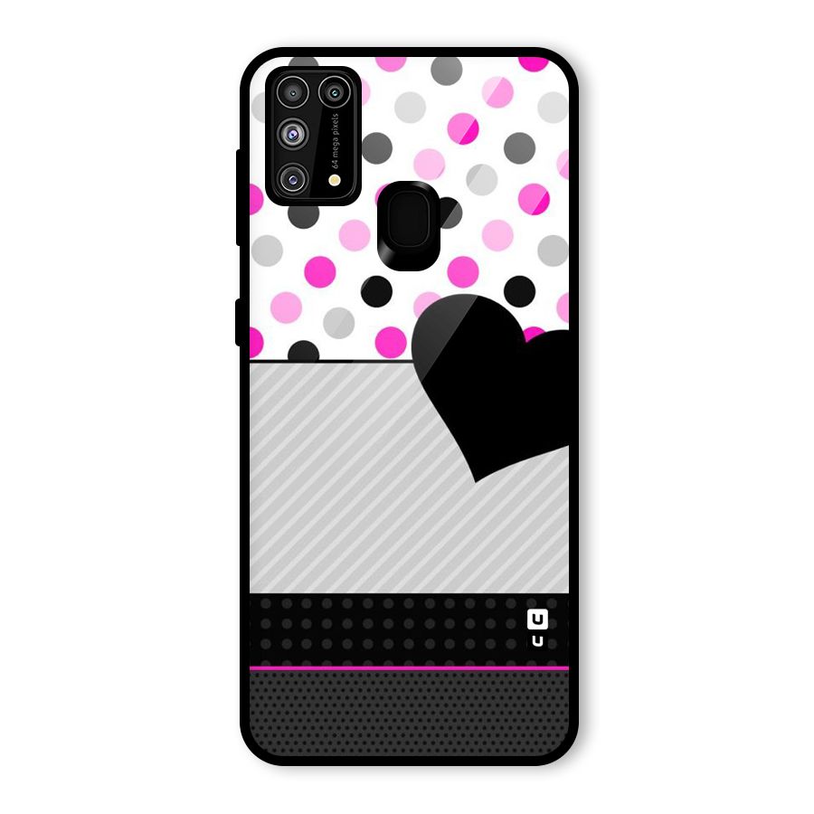 Heart Polka Stripes Glass Back Case for Galaxy F41