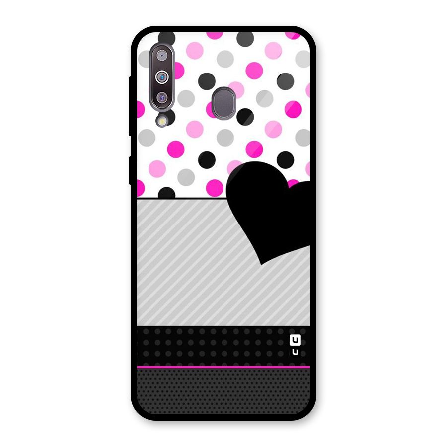 Heart Polka Stripes Glass Back Case for Galaxy M30