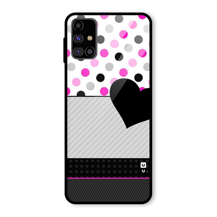 Heart Polka Stripes Glass Back Case for Galaxy M31s