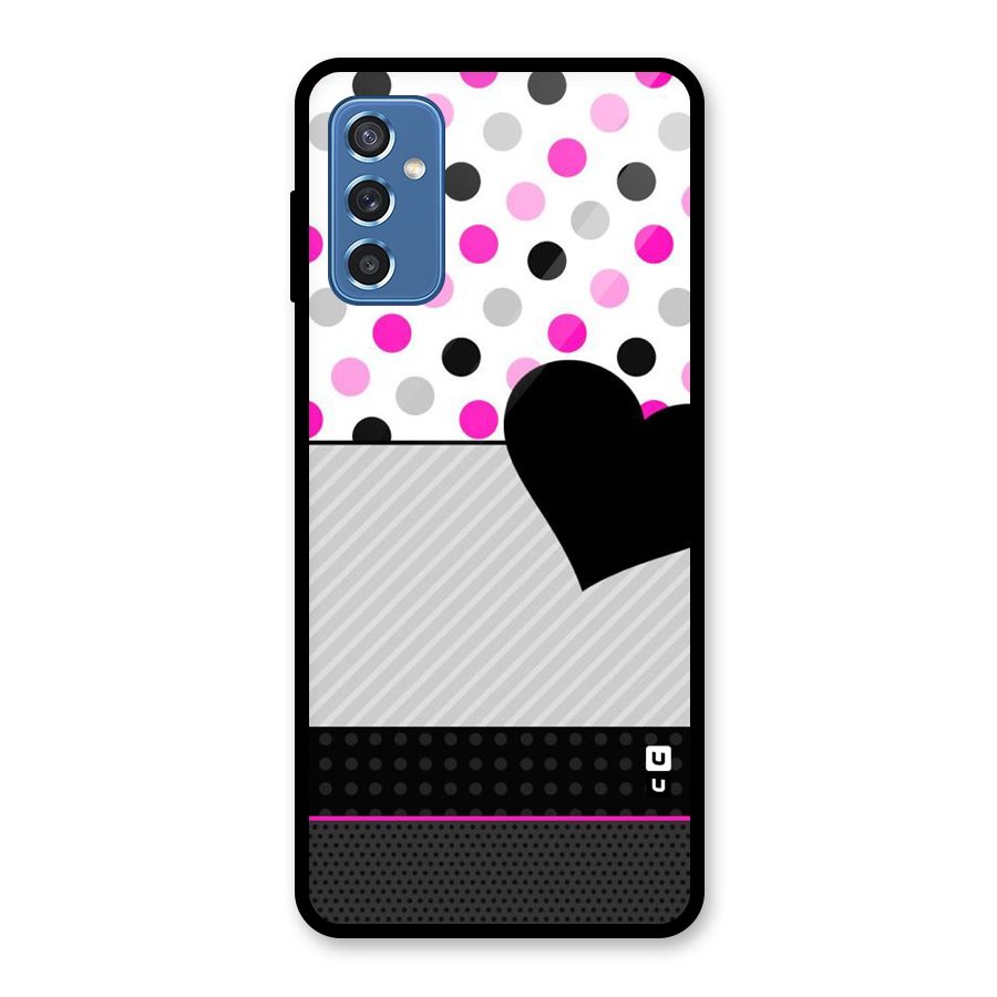 Heart Polka Stripes Glass Back Case for Galaxy M52 5G