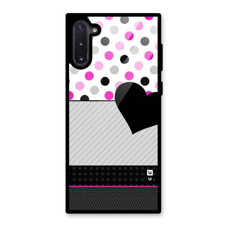 Heart Polka Stripes Glass Back Case for Galaxy Note 10