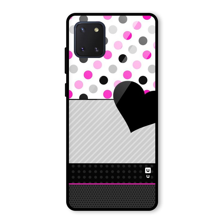 Heart Polka Stripes Glass Back Case for Galaxy Note 10 Lite