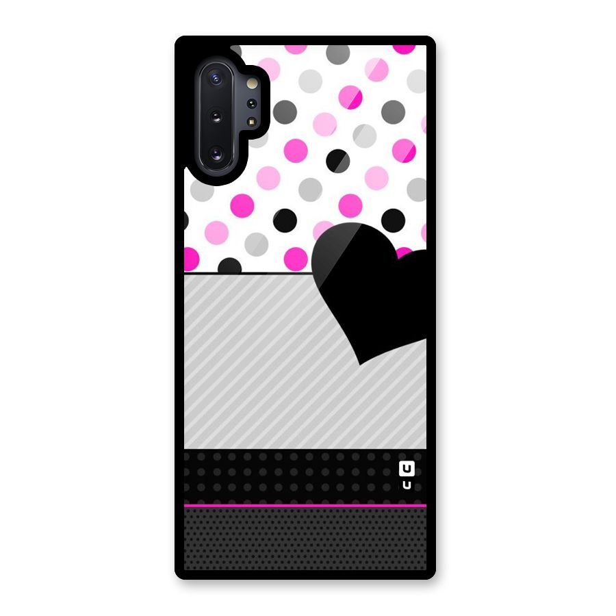 Heart Polka Stripes Glass Back Case for Galaxy Note 10 Plus