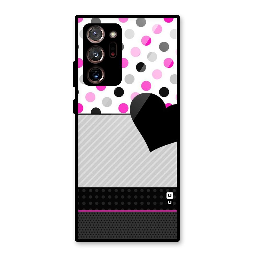 Heart Polka Stripes Glass Back Case for Galaxy Note 20 Ultra