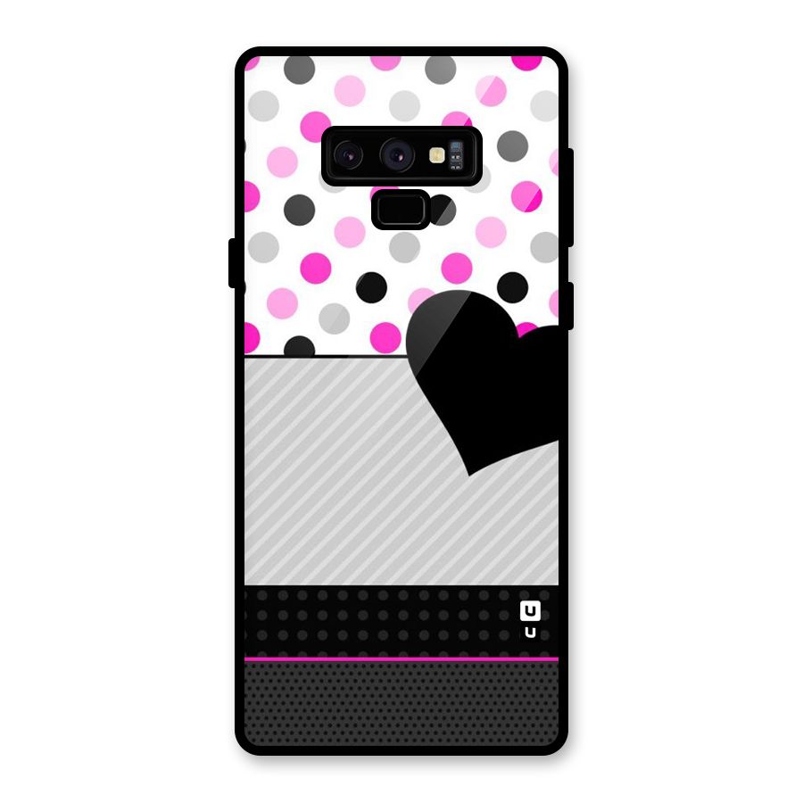 Heart Polka Stripes Glass Back Case for Galaxy Note 9