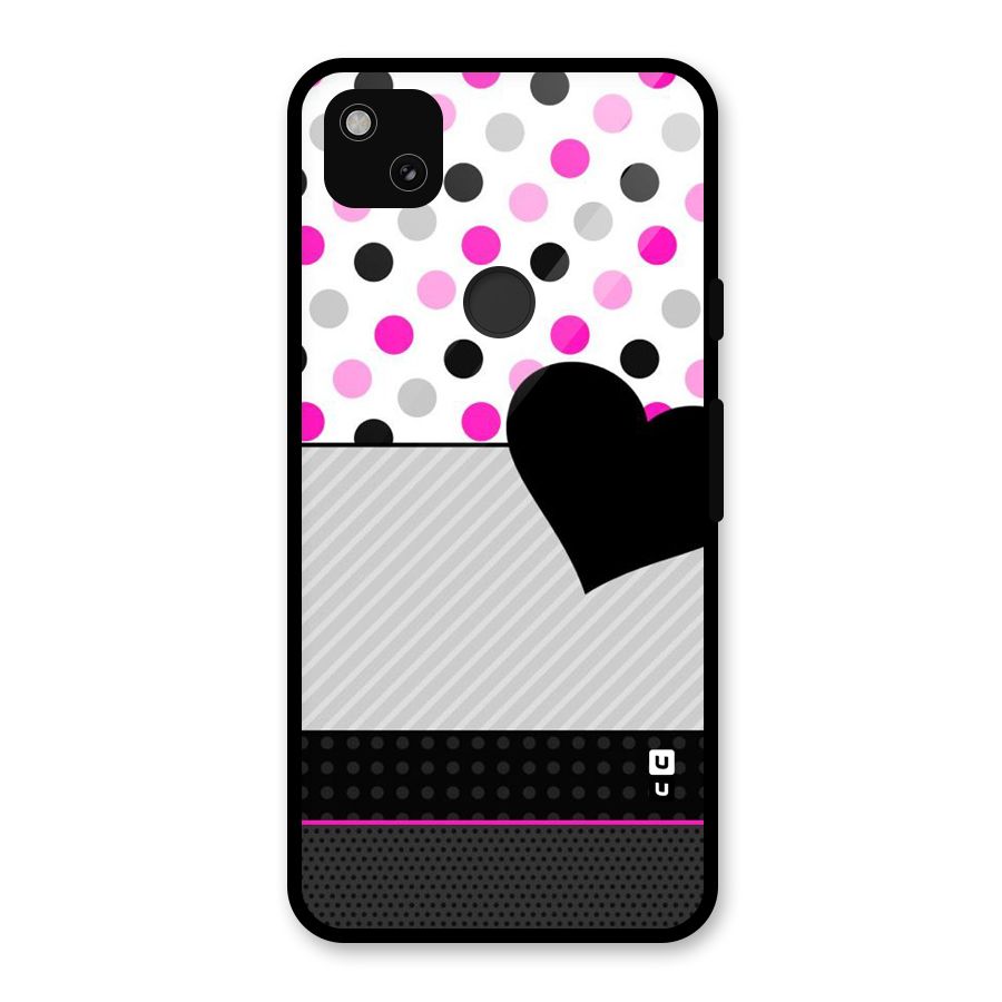 Heart Polka Stripes Glass Back Case for Google Pixel 4a