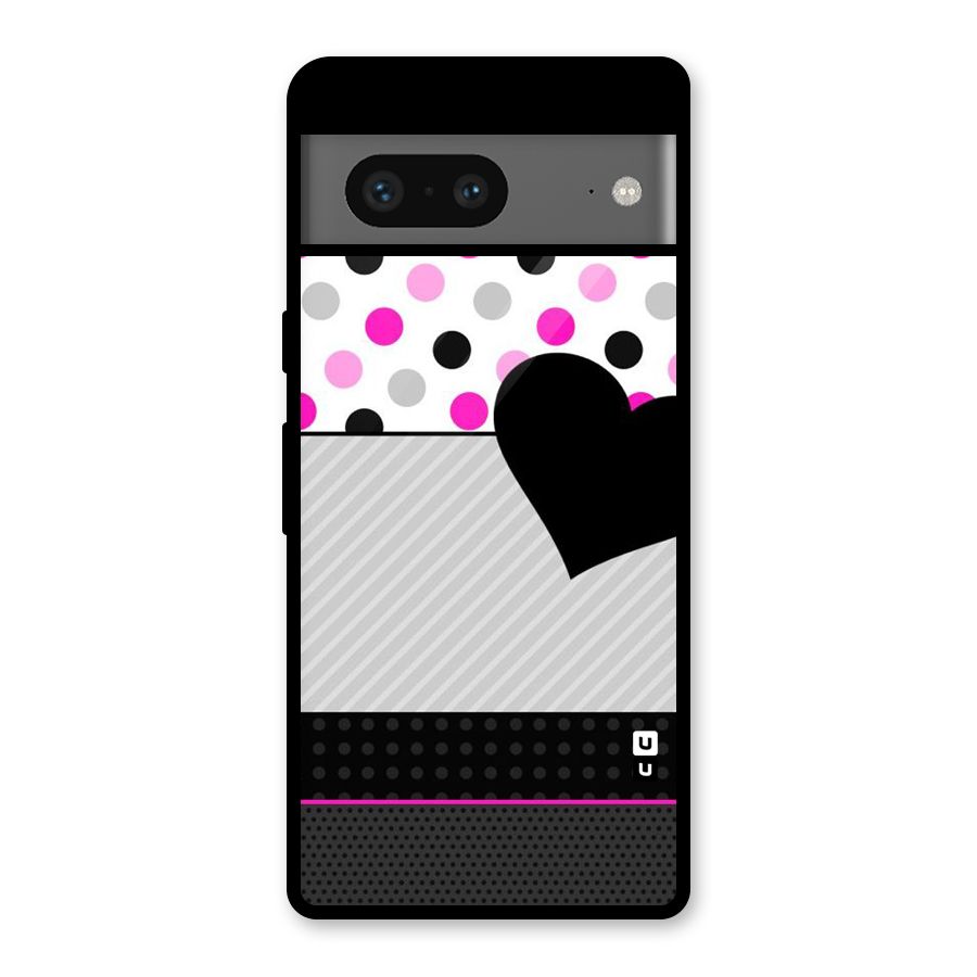 Heart Polka Stripes Glass Back Case for Google Pixel 7