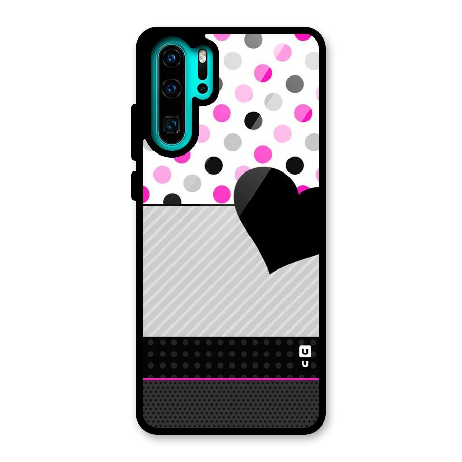 Heart Polka Stripes Glass Back Case for Huawei P30 Pro