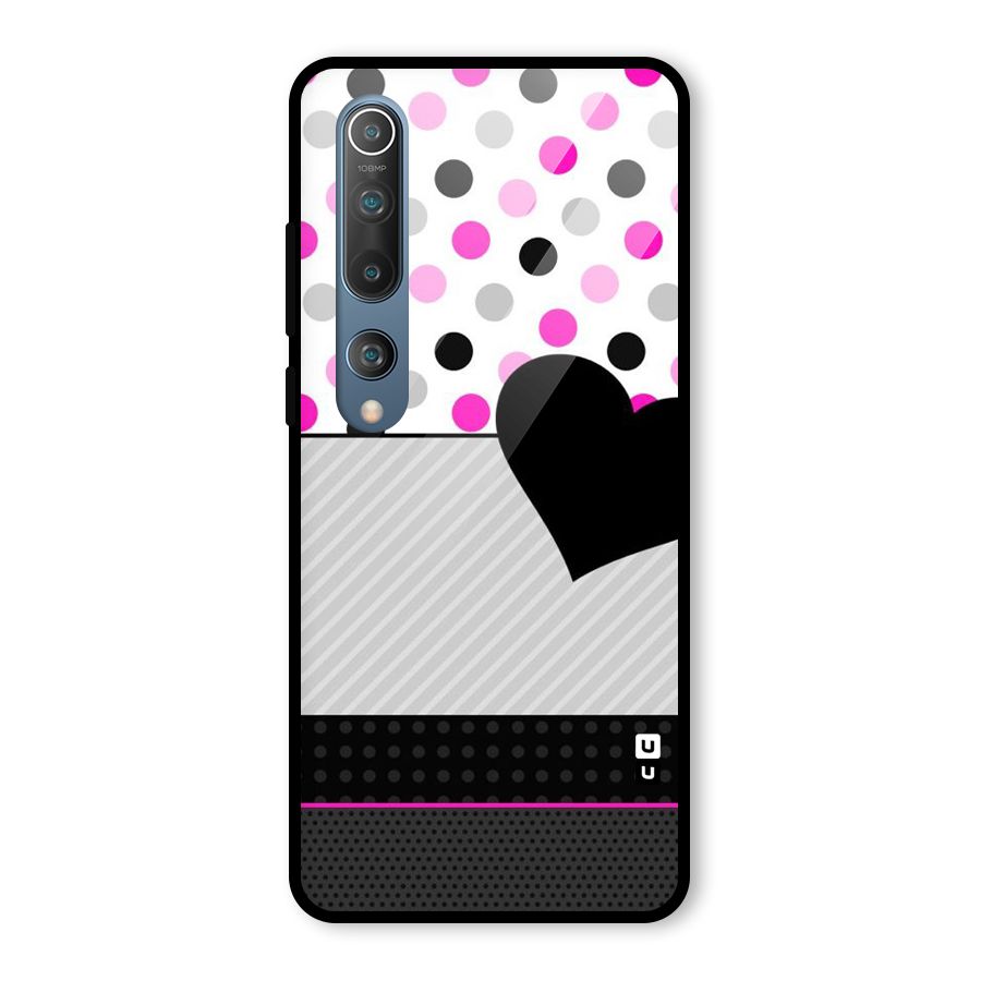 Heart Polka Stripes Glass Back Case for Mi 10
