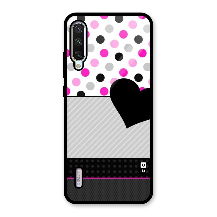 Heart Polka Stripes Glass Back Case for Mi A3