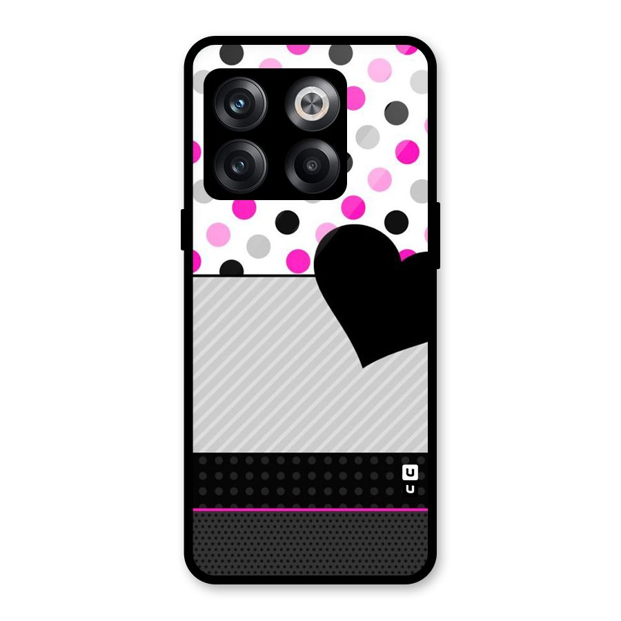 Heart Polka Stripes Glass Back Case for OnePlus 10T
