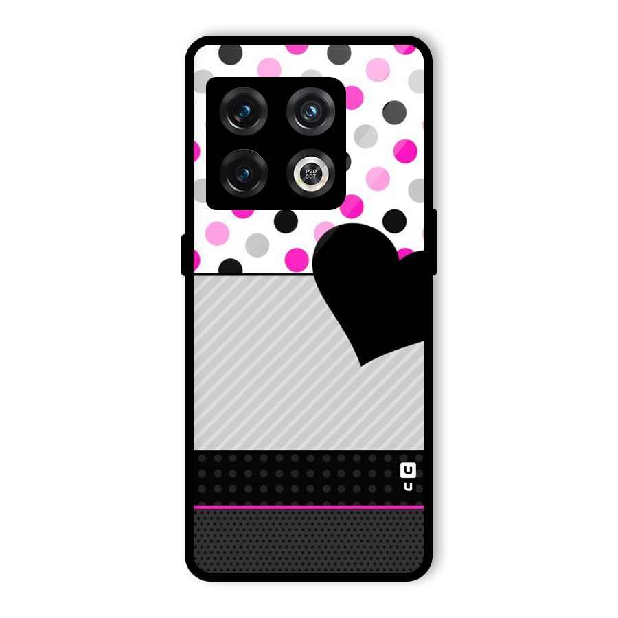 Heart Polka Stripes Glass Back Case for OnePlus 10 Pro 5G