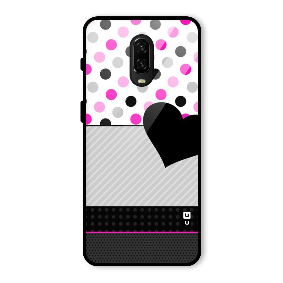 Heart Polka Stripes Glass Back Case for OnePlus 6T