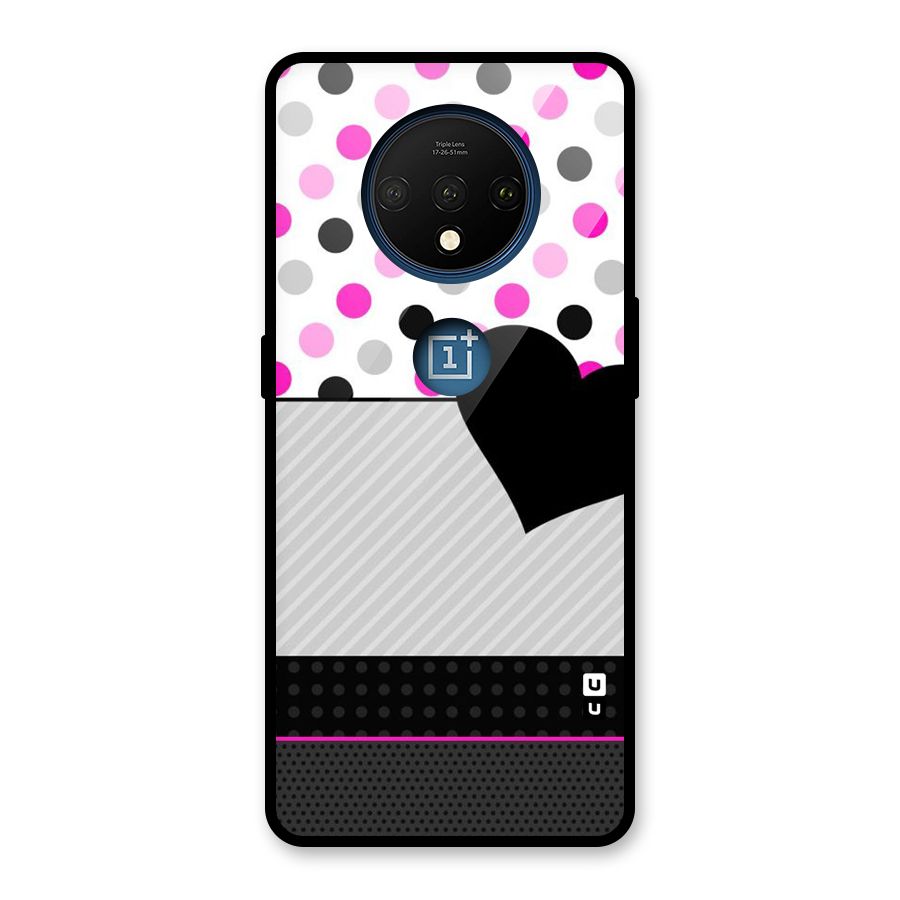 Heart Polka Stripes Glass Back Case for OnePlus 7T