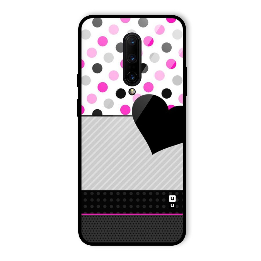 Heart Polka Stripes Glass Back Case for OnePlus 7 Pro