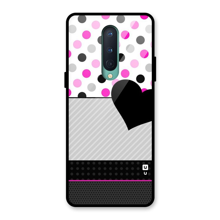 Heart Polka Stripes Glass Back Case for OnePlus 8