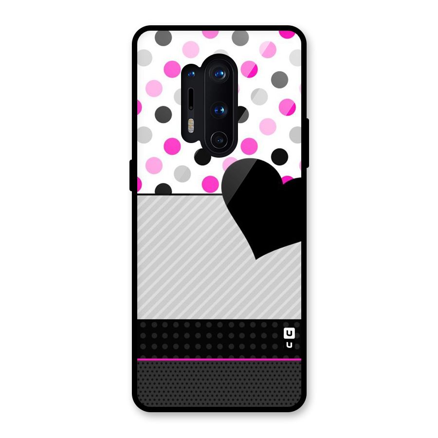 Heart Polka Stripes Glass Back Case for OnePlus 8 Pro