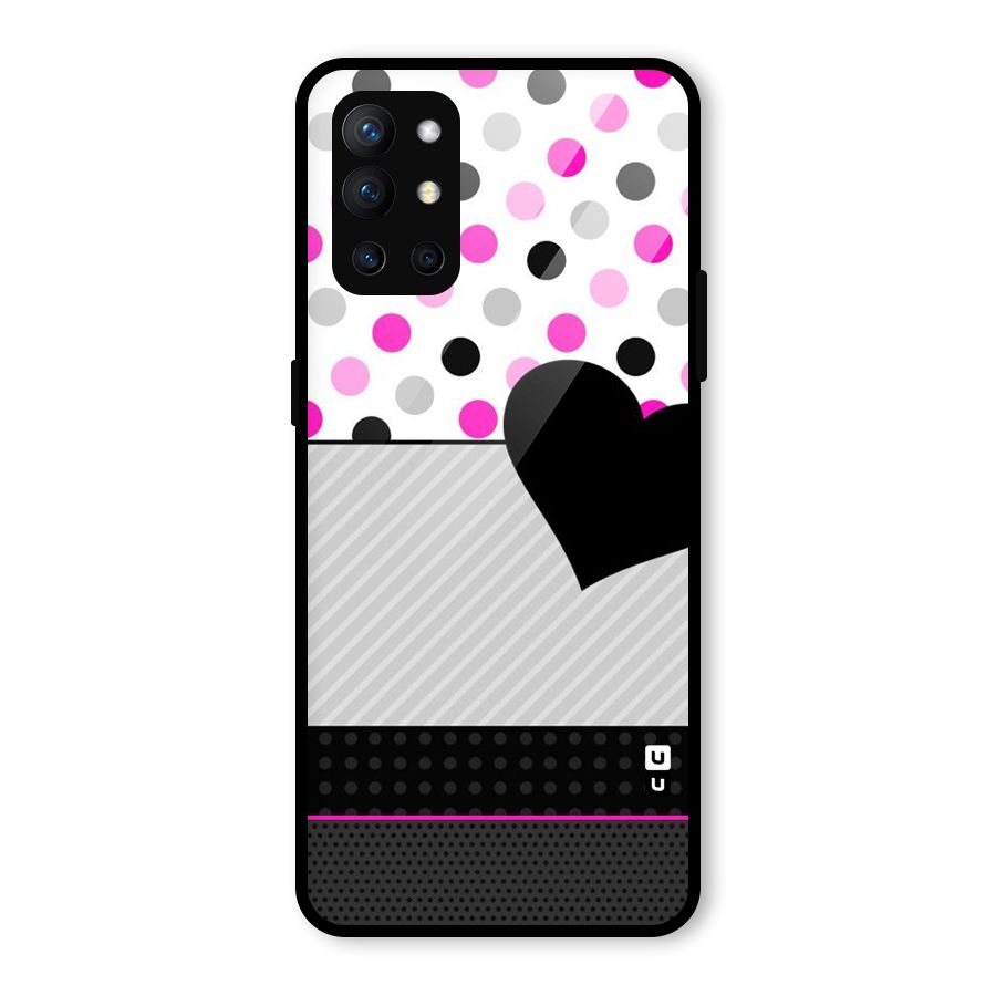Heart Polka Stripes Glass Back Case for OnePlus 9R