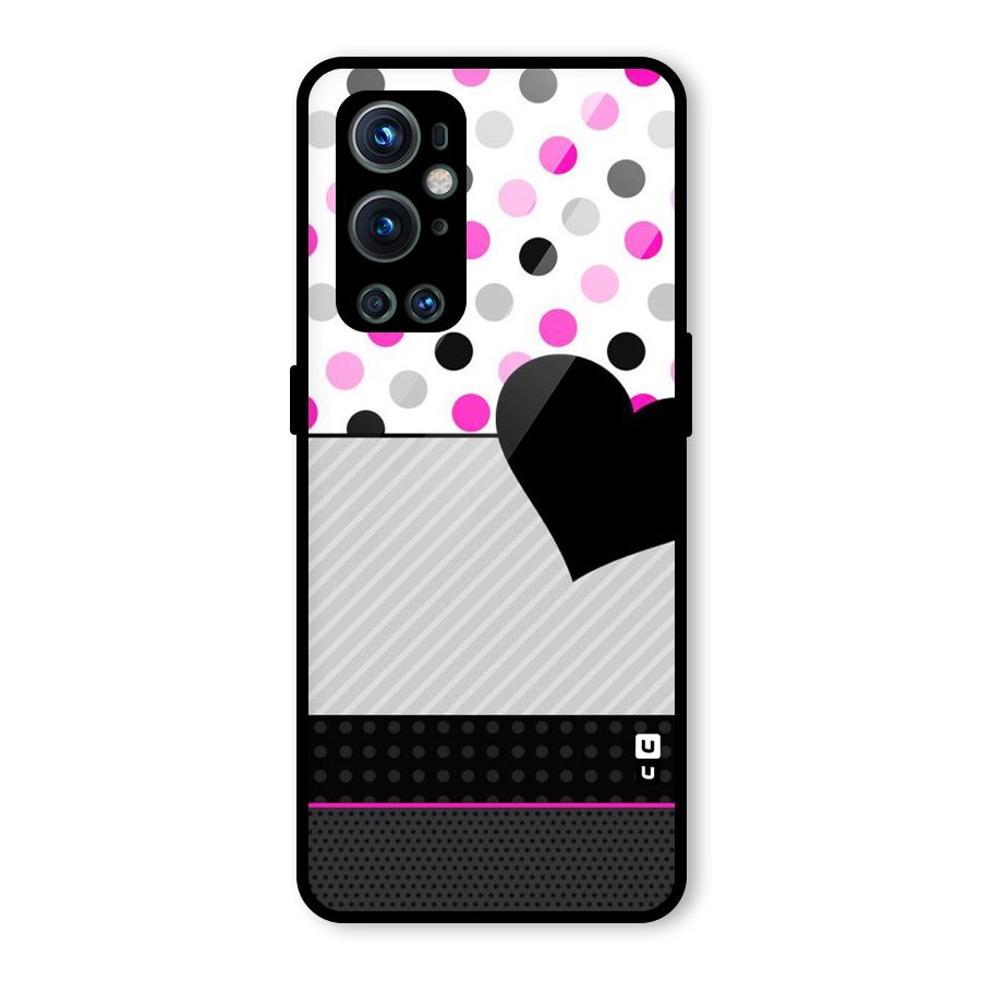 Heart Polka Stripes Glass Back Case for OnePlus 9 Pro