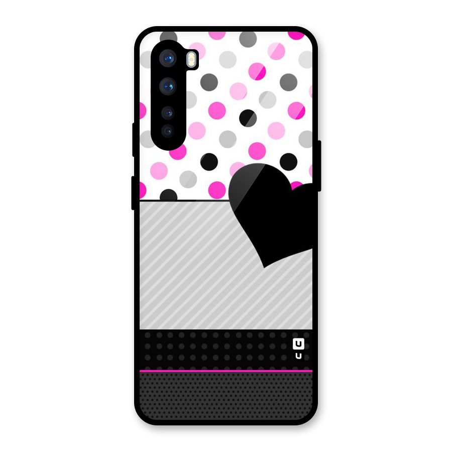 Heart Polka Stripes Glass Back Case for OnePlus Nord