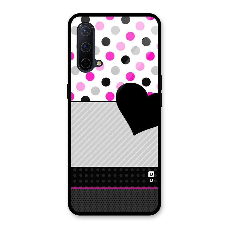 Heart Polka Stripes Glass Back Case for OnePlus Nord CE 5G