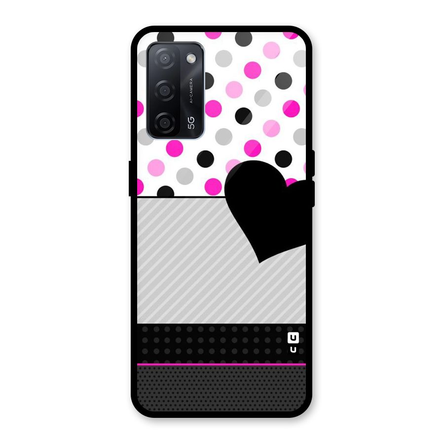 Heart Polka Stripes Glass Back Case for Oppo A53s 5G